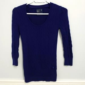 AE Royal Blue Cable Knit Sweater